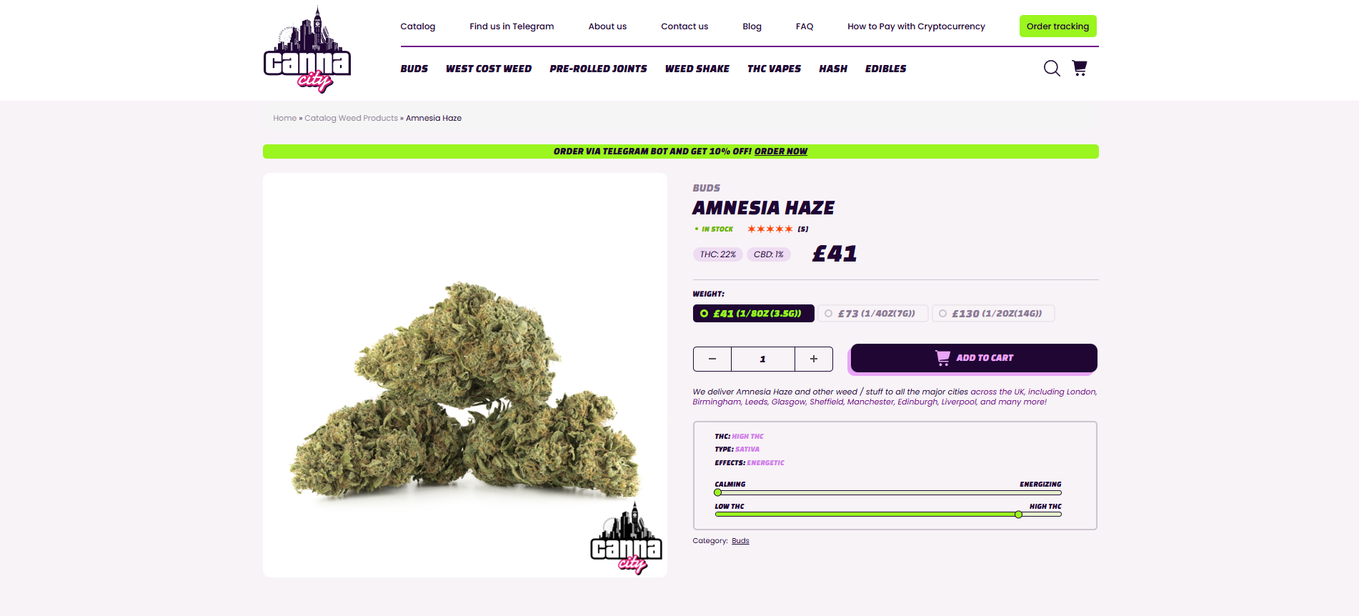 buy cannabis amnesia haze online with crypto at a low price CannaCity