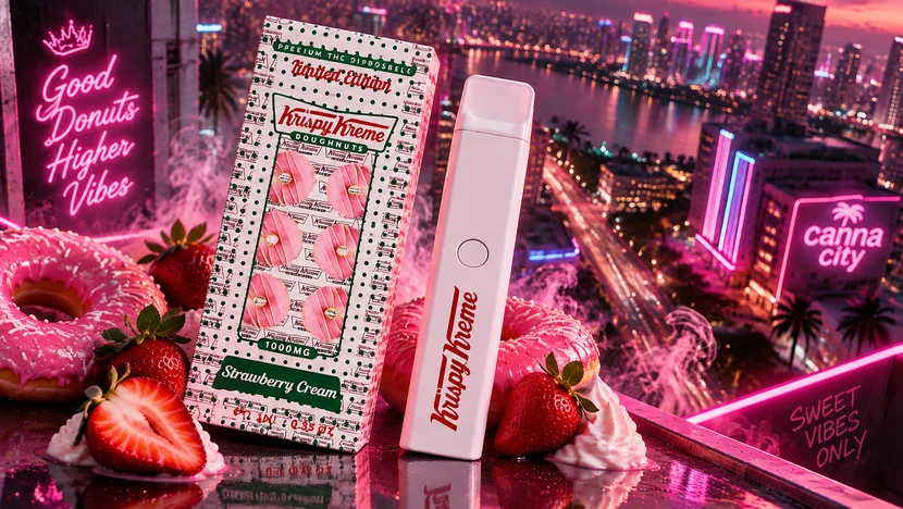 Buy High THC vape Krispy Kreme “Strawberry Cream” online in UK at weed shop Canna City