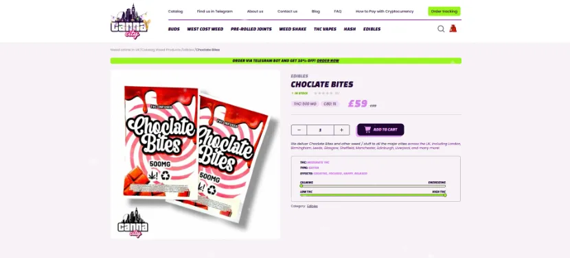 buy CBD Edibles Gummies, Chocolate, Cookies Canna City UK Scotland