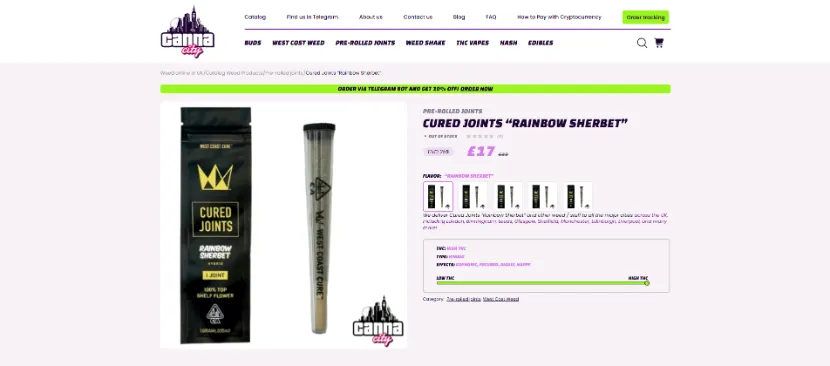 Buy pre-rolled joint online in UK at weed shop Canna City
