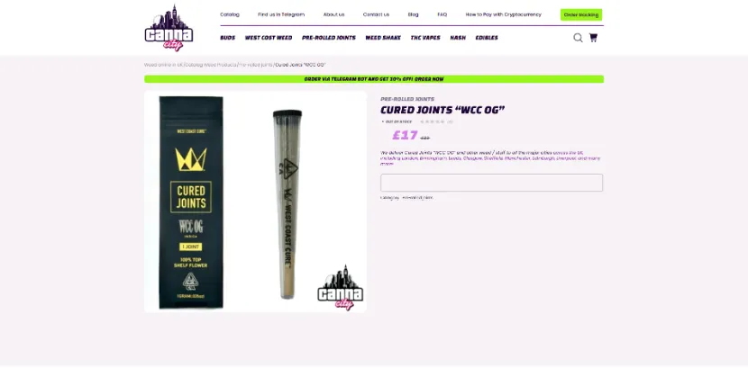 Buy pre-rolled joint online in London at weed shop Canna City