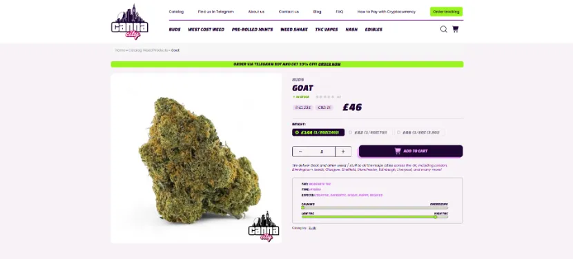 buy cannabis goat online with crypto at a low price CannaCity