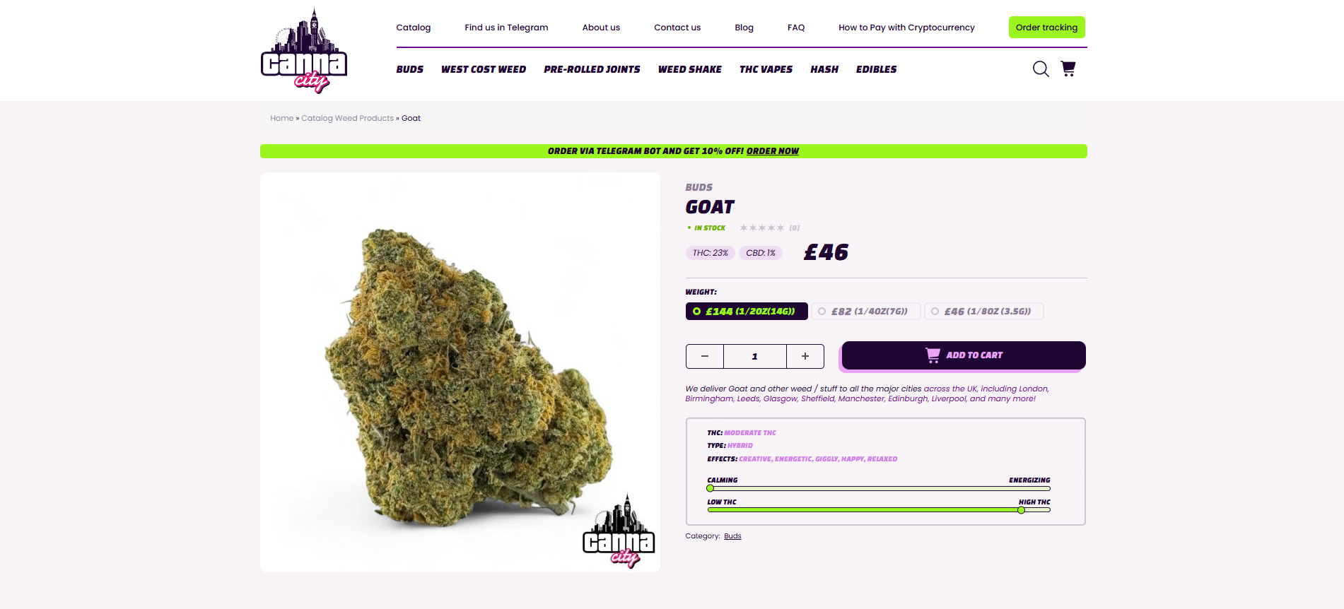 buy cannabis goat online with crypto at a low price CannaCity