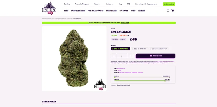 Buy hybrid weed online in Manchester at weed shop Canna City