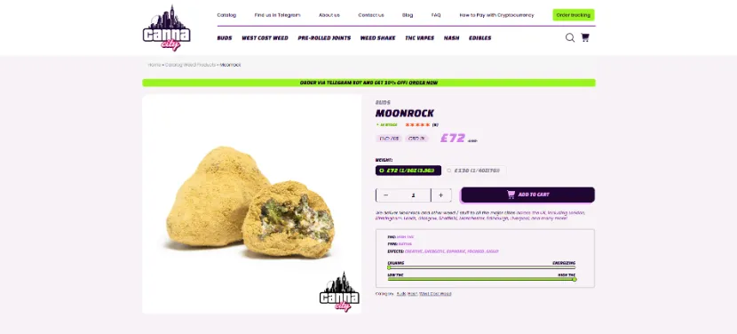 buy cannabis MoonRock online with crypto at a low price CannaCity