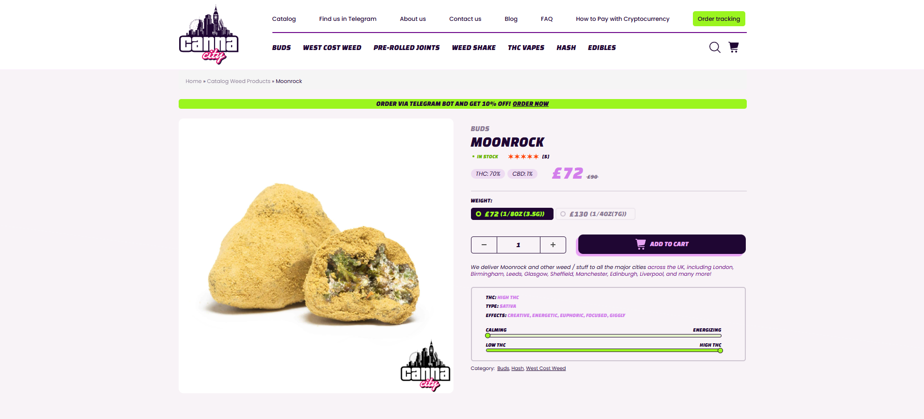 buy cannabis MoonRock online with crypto at a low price CannaCity