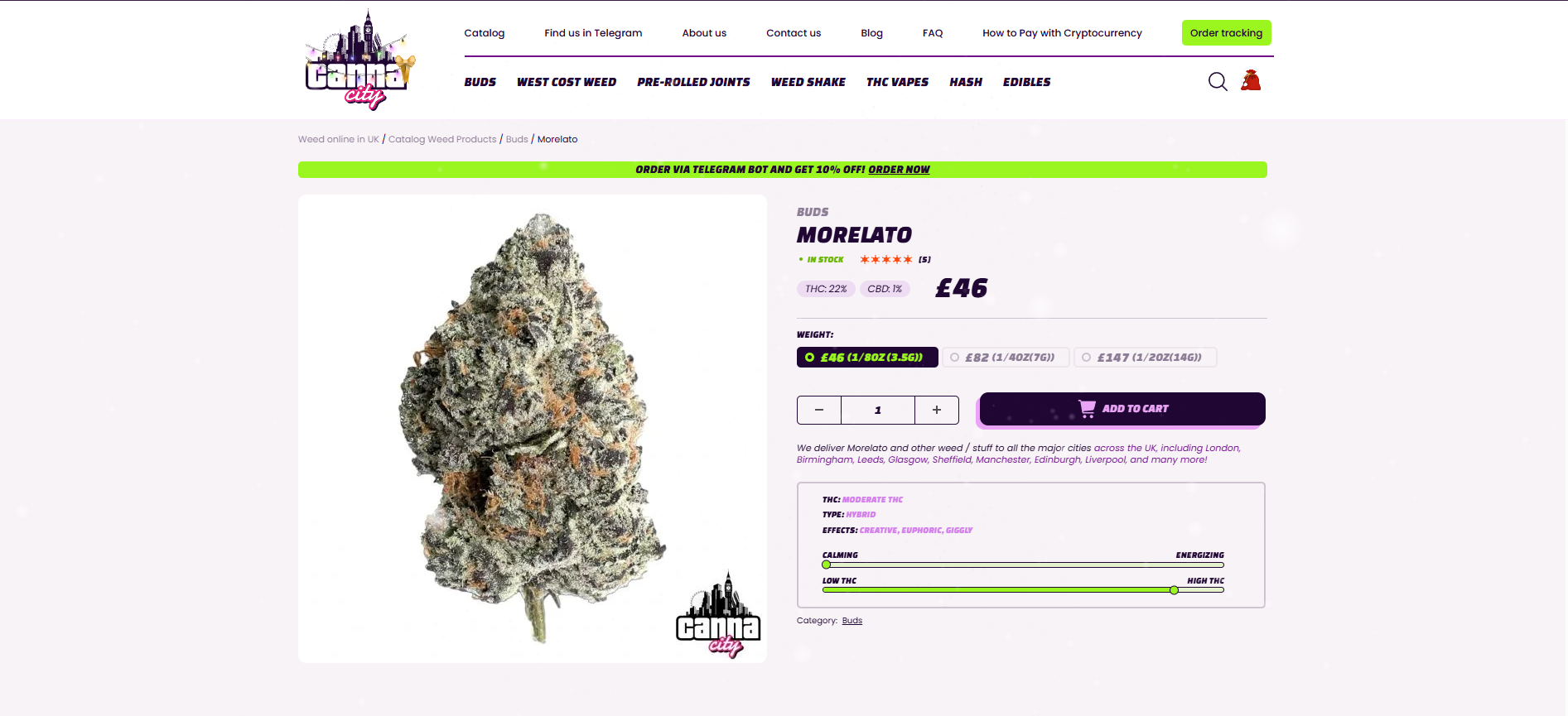 buy cannabis morelato online with crypto at a low price CannaCity