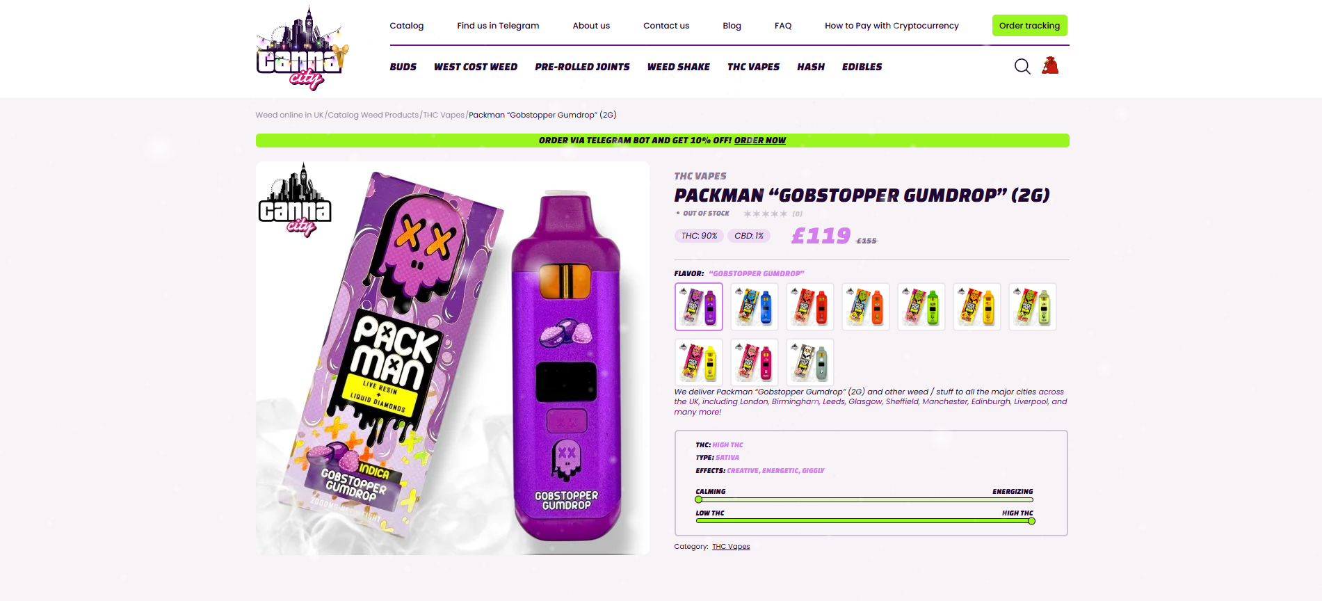 buy Packman THC vape Canna City UK with delivery