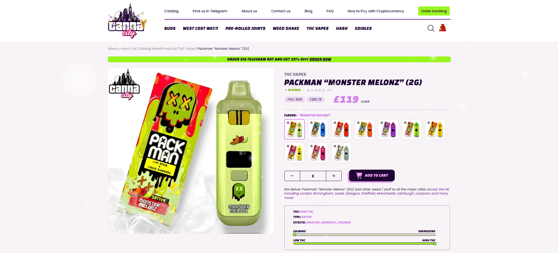 buy Packman THC vape Canna City UK with delivery