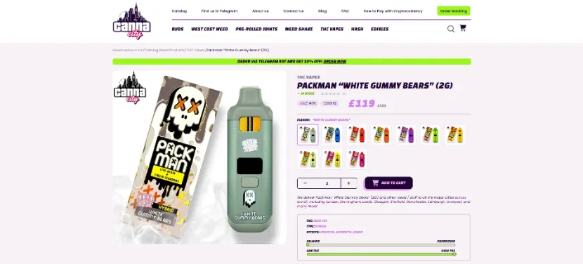 buy Packman THC vape Canna City UK