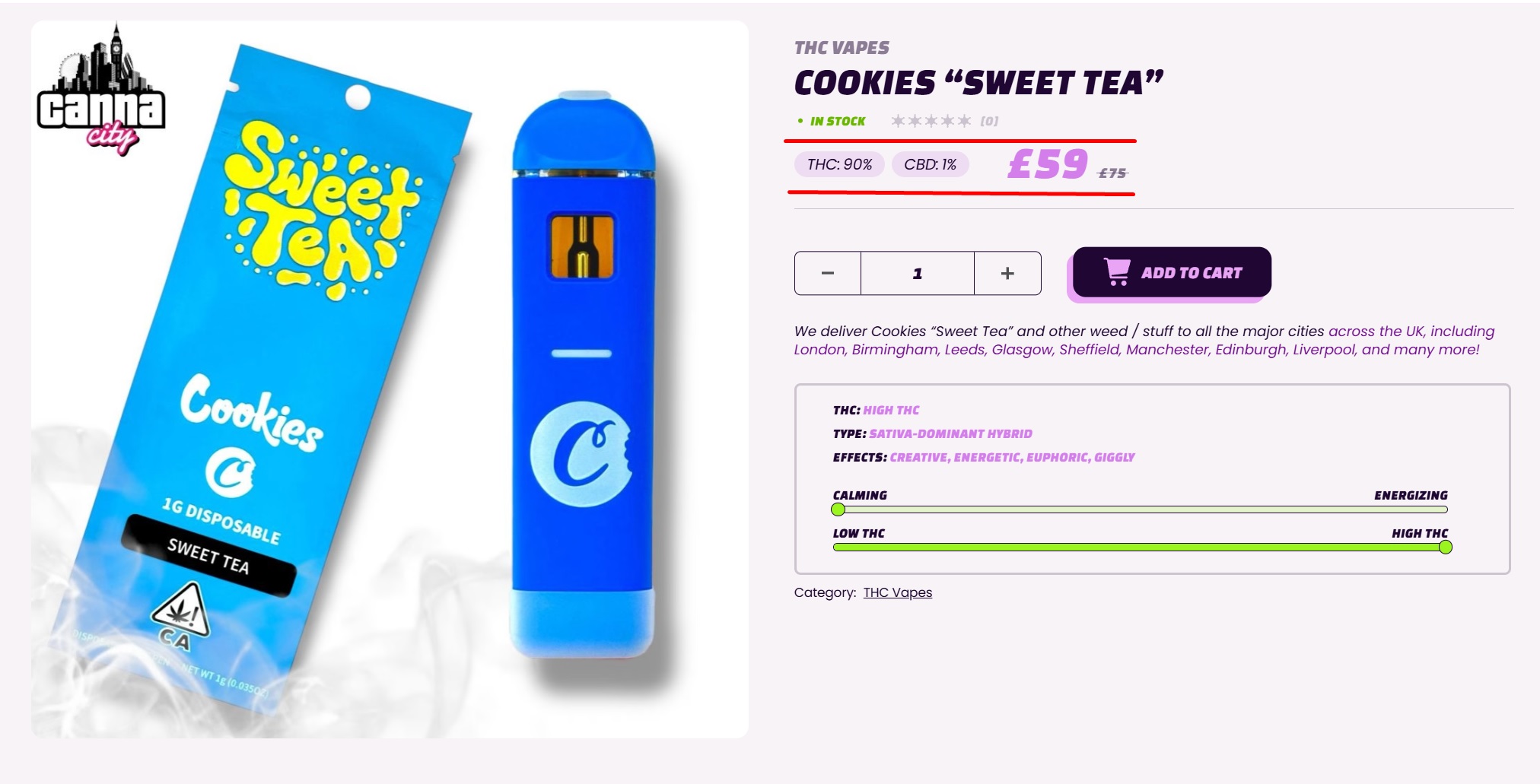 buy cannabis Vape online with crypto at a low price Canna City