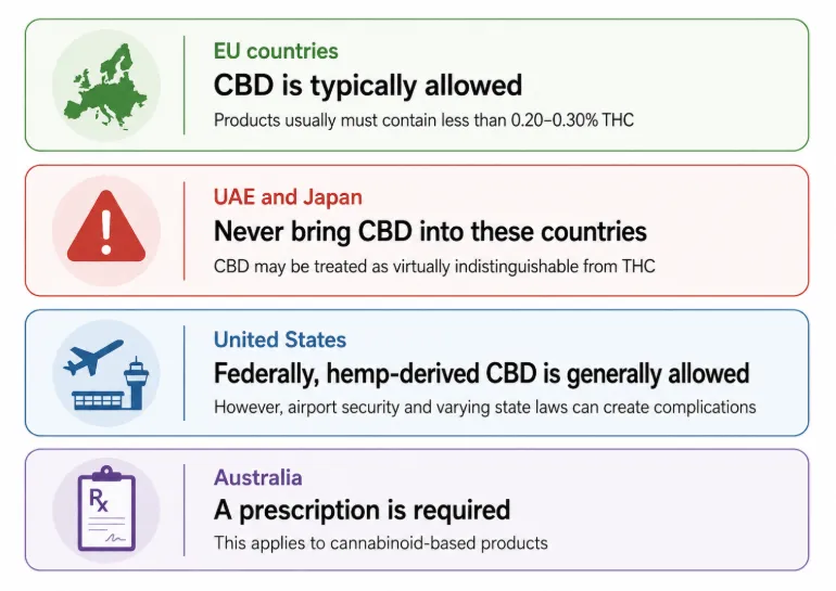 Will I have trouble using CBD products when traveling internationally