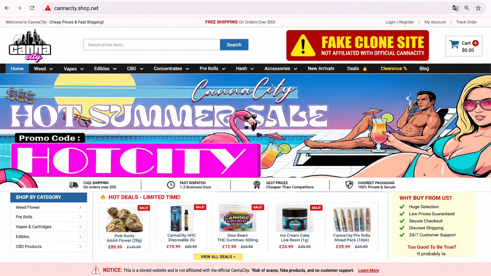 Canna City fake clone Website
